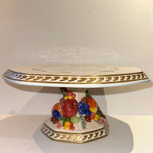 Fitz & Floyd Classics 12" Pedestal Cake/Dessert Stand. Venezia Pattern - Picture 2 of 6